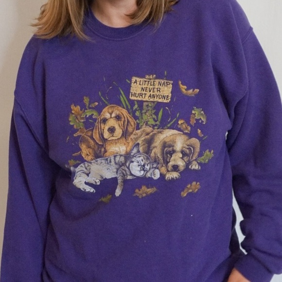 Jerzees vintage crewneck size unisex large with sweet puppies on it - Picture 4 of 8